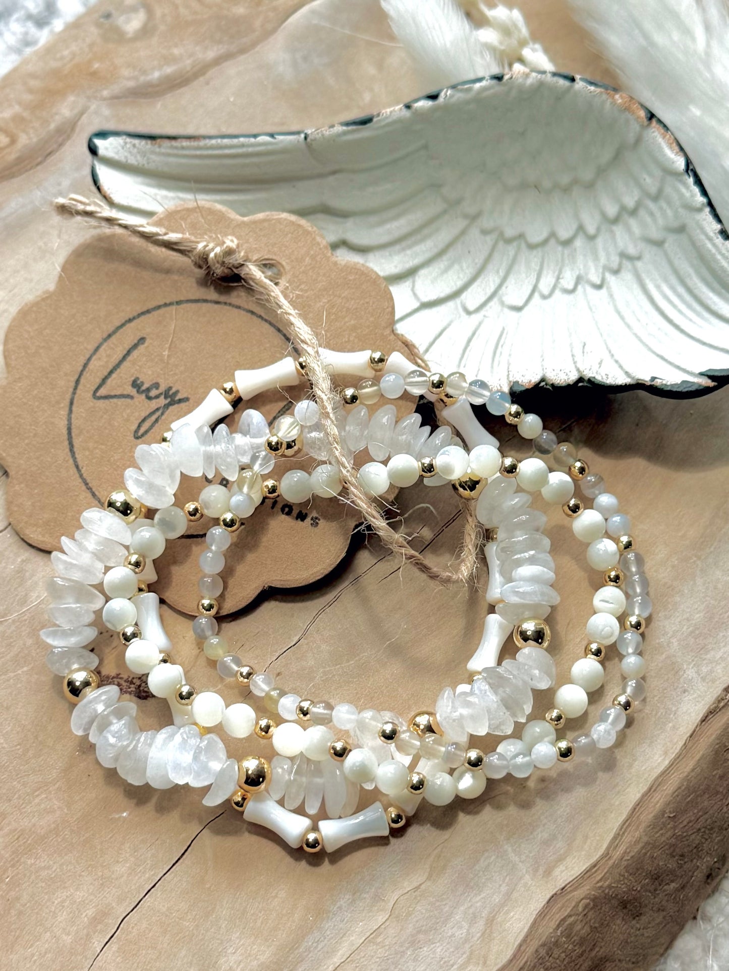 White + Cream in Gold Stack (4-stack)