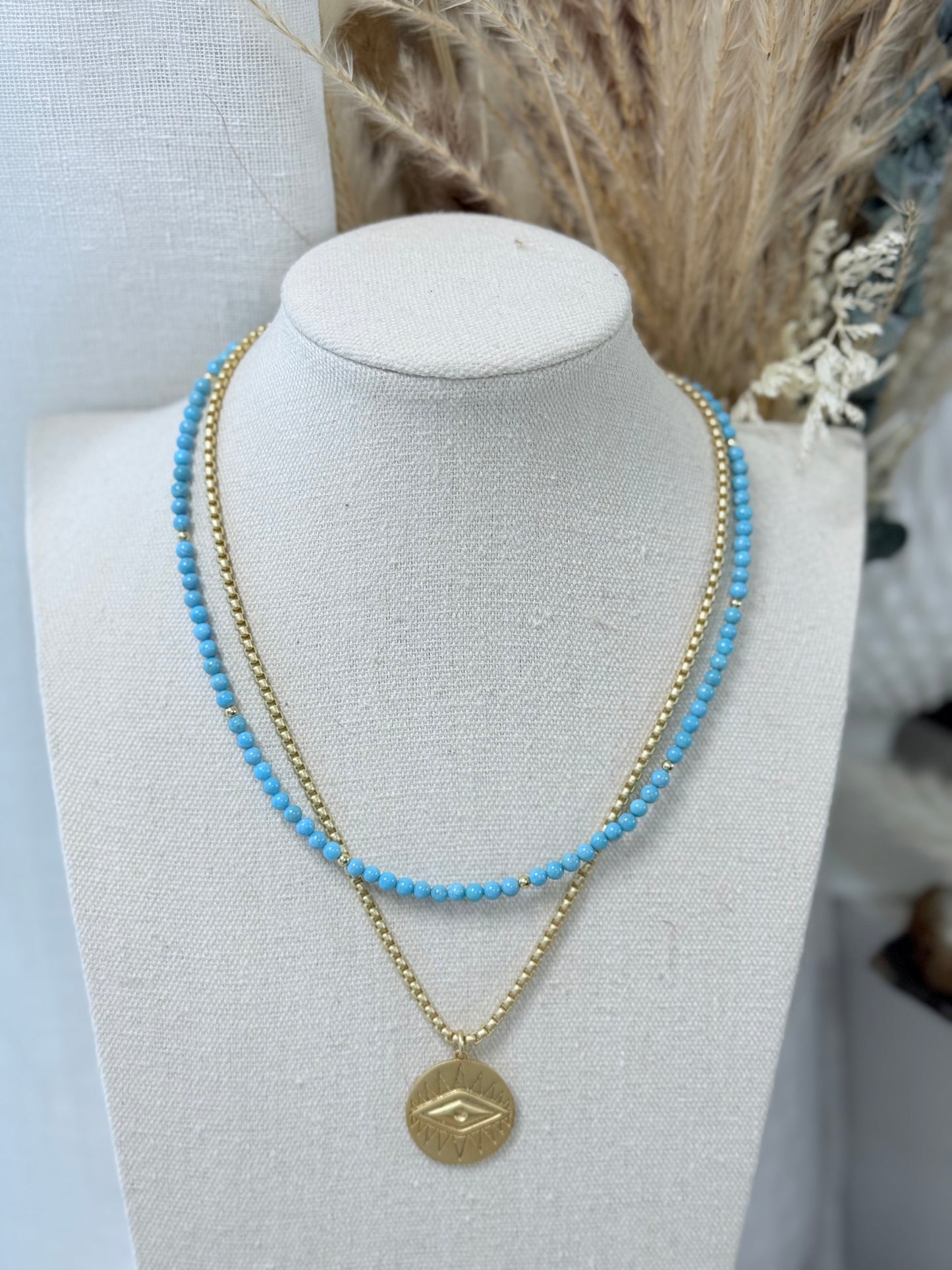 Luxe Sleeping Beauty Turquoise + Gold Necklace