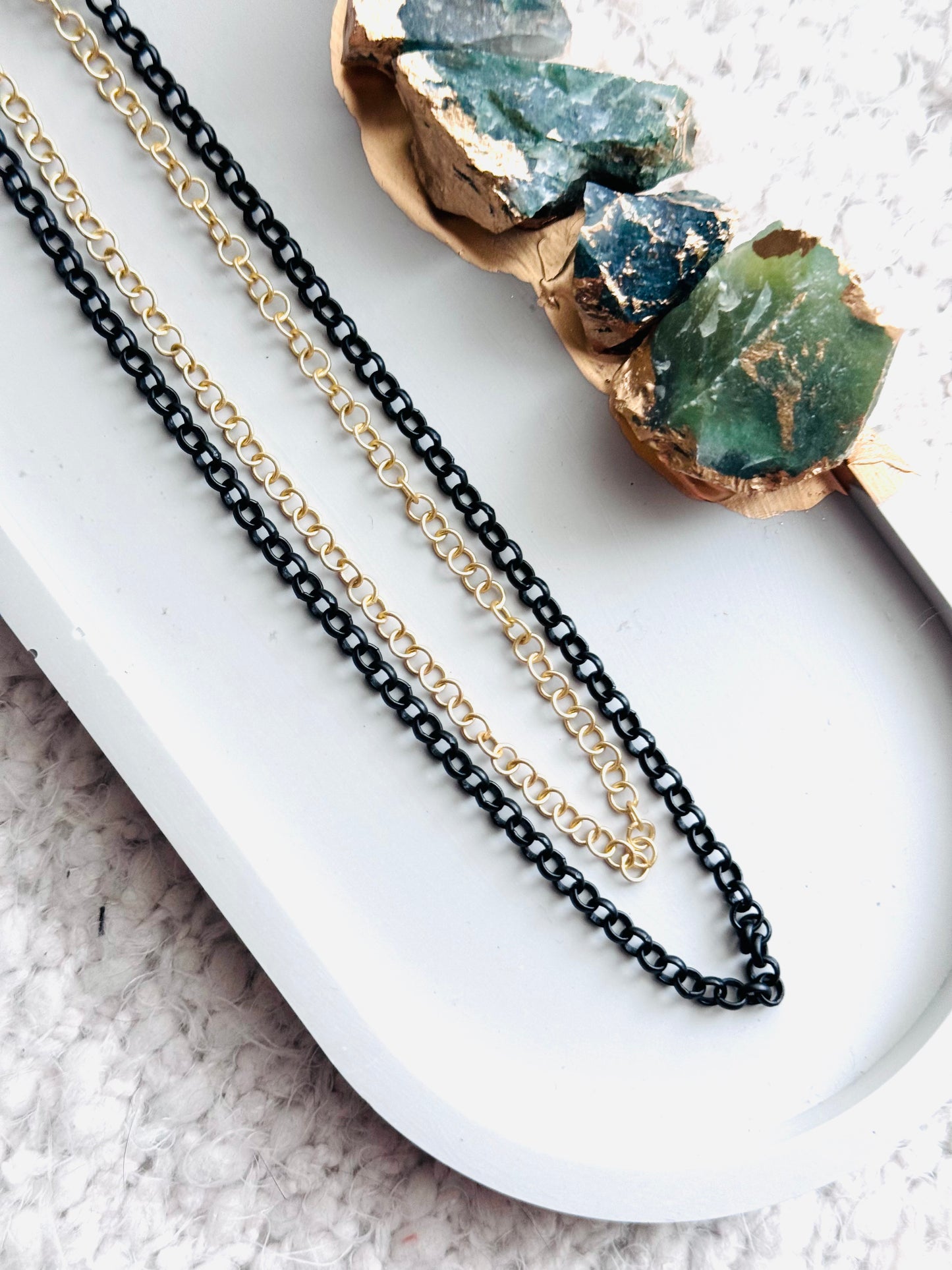 Matte Black + Matte Gold Bubble Duet Necklace
