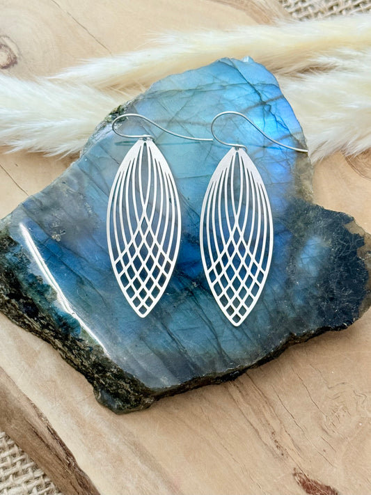 Matte Silver Oval Earrings