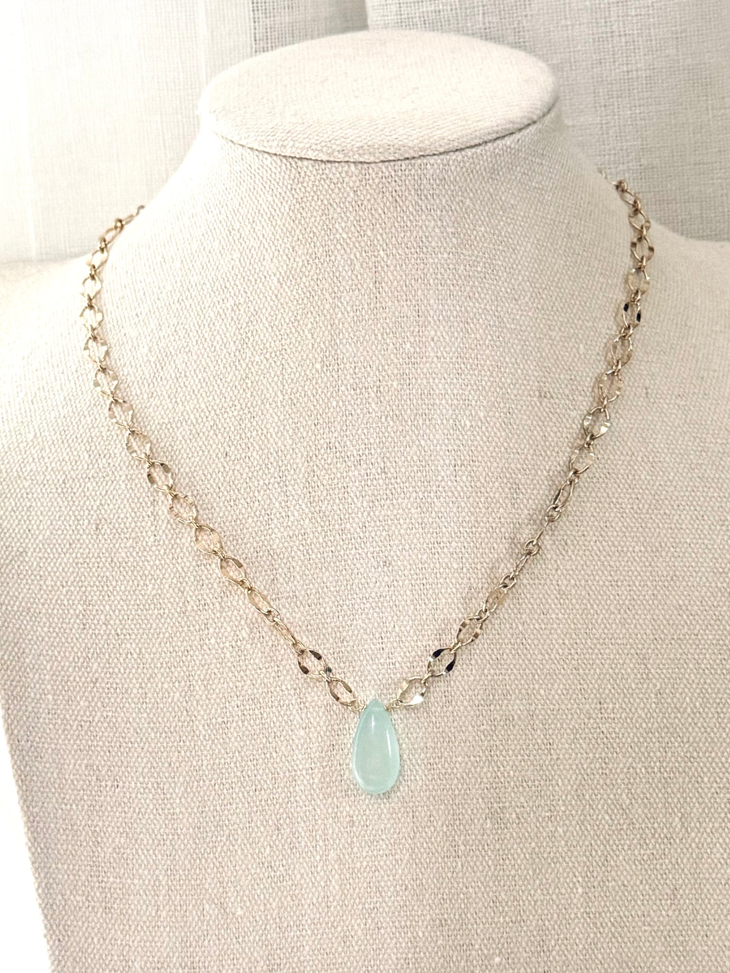 Aqua Chalcedony + Gold Necklace