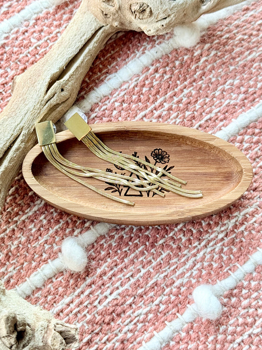 Gold Stainless Steel Fringe Earrings