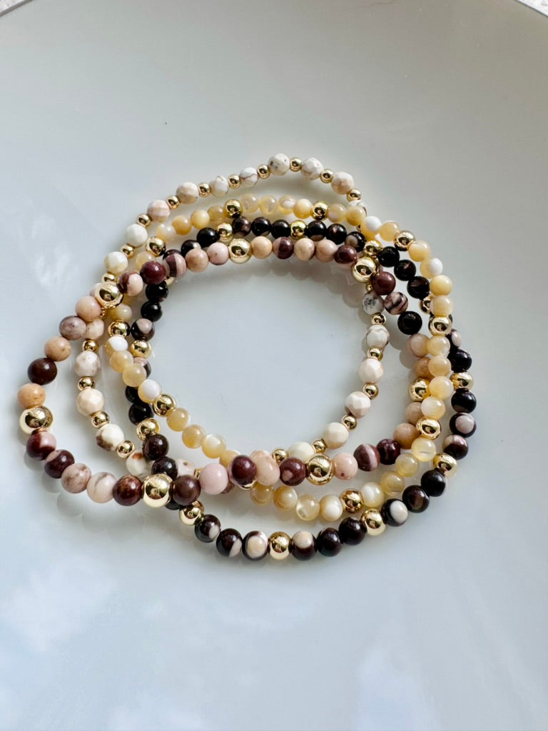 Brown + Cream in Gold (4-stack)