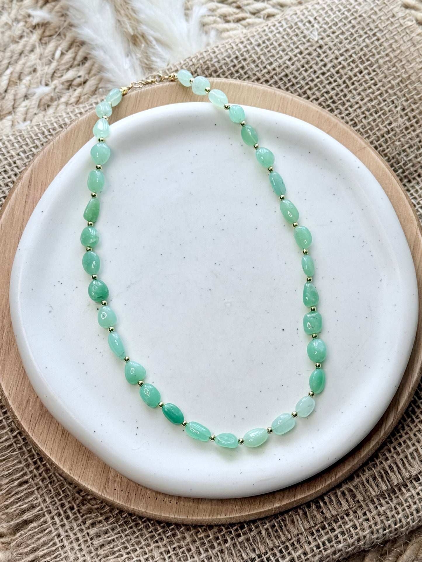 Luxe Ombre Australian Chrysoprase + Gold Beaded Necklace