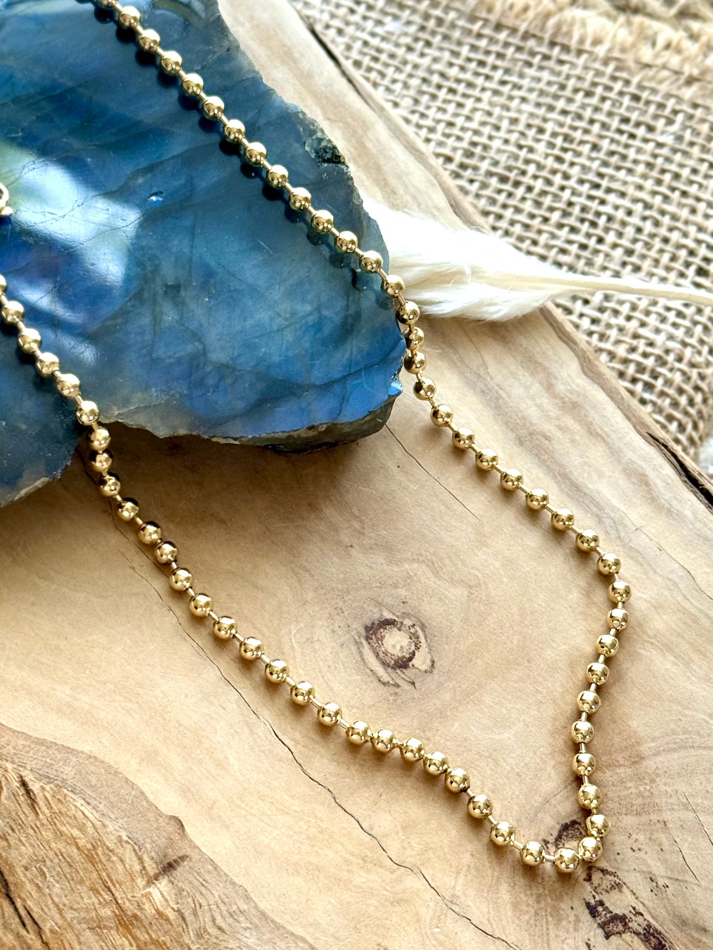 Gold Stainless Steel Ball Chain Necklace