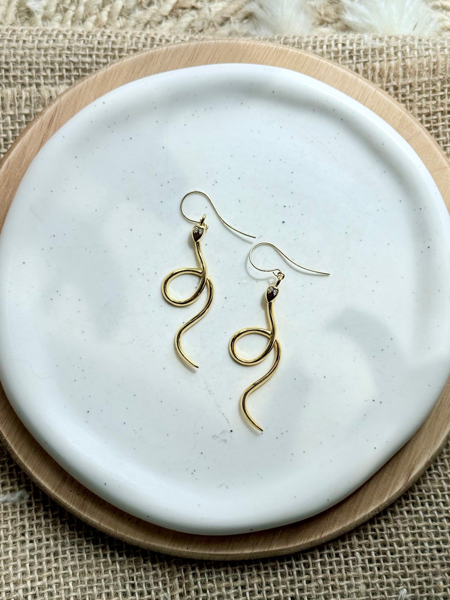 Zircon + Gold Snake Earrings