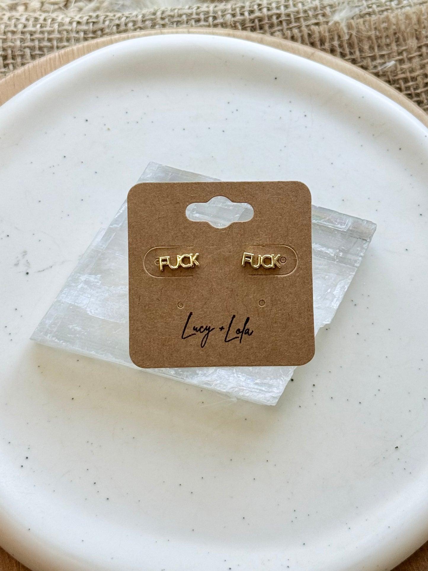 Gold Fuck Mini Stud Earrings