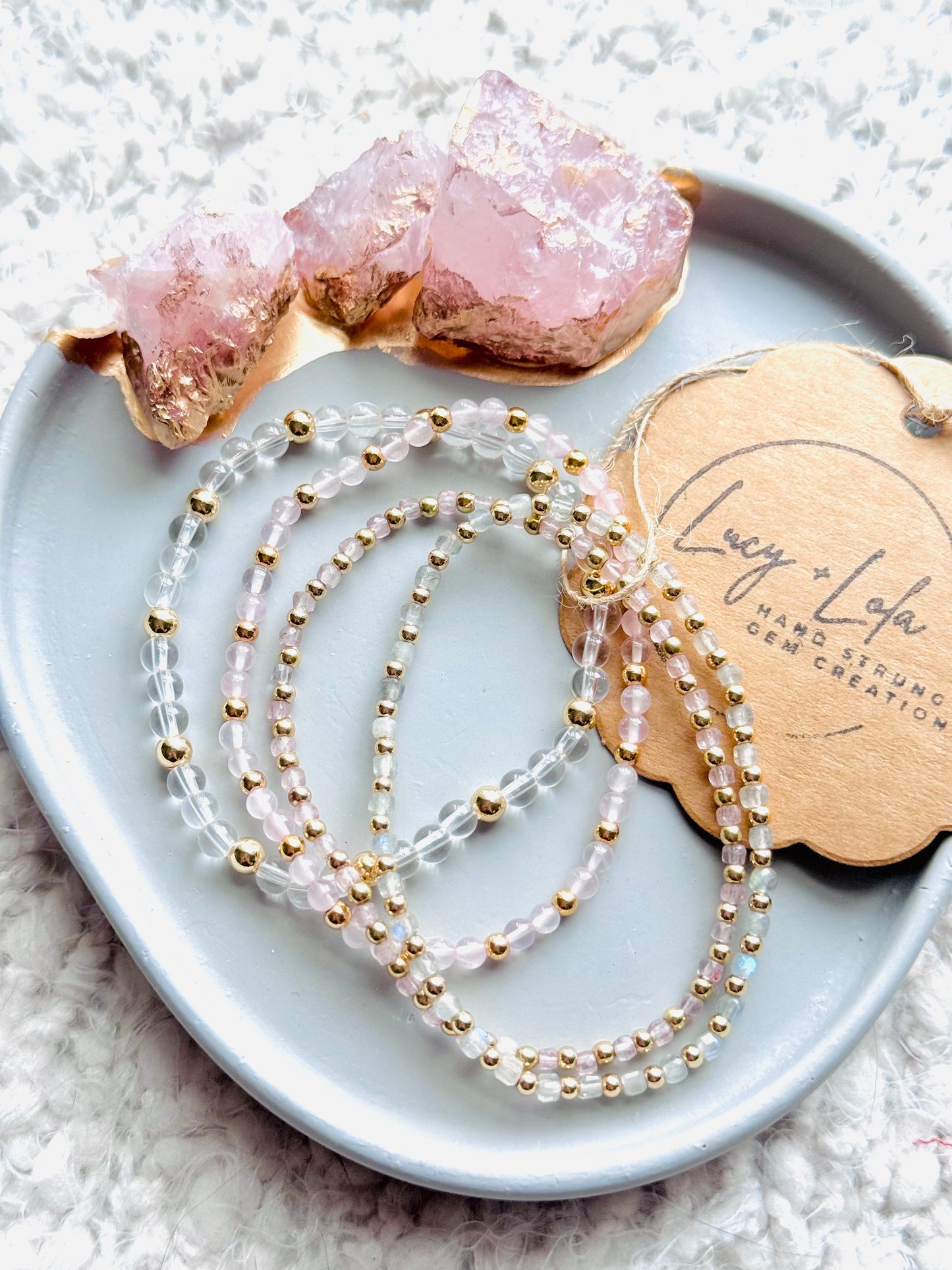 Pink + Gray in Gold (4-stack)