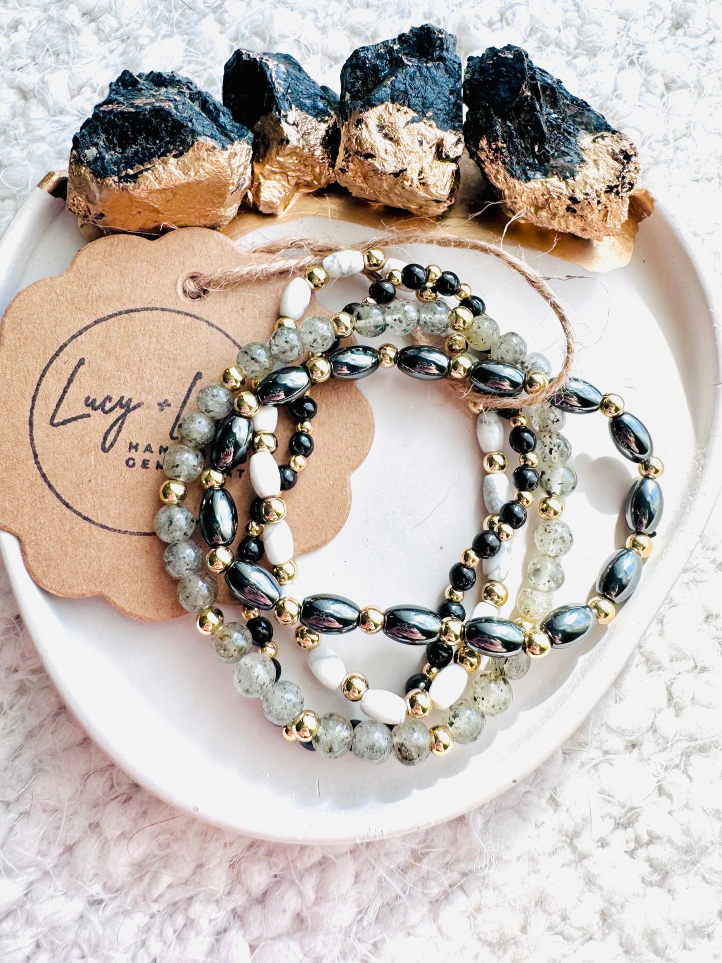 Black + Gray in Gold Stack (4-stack)