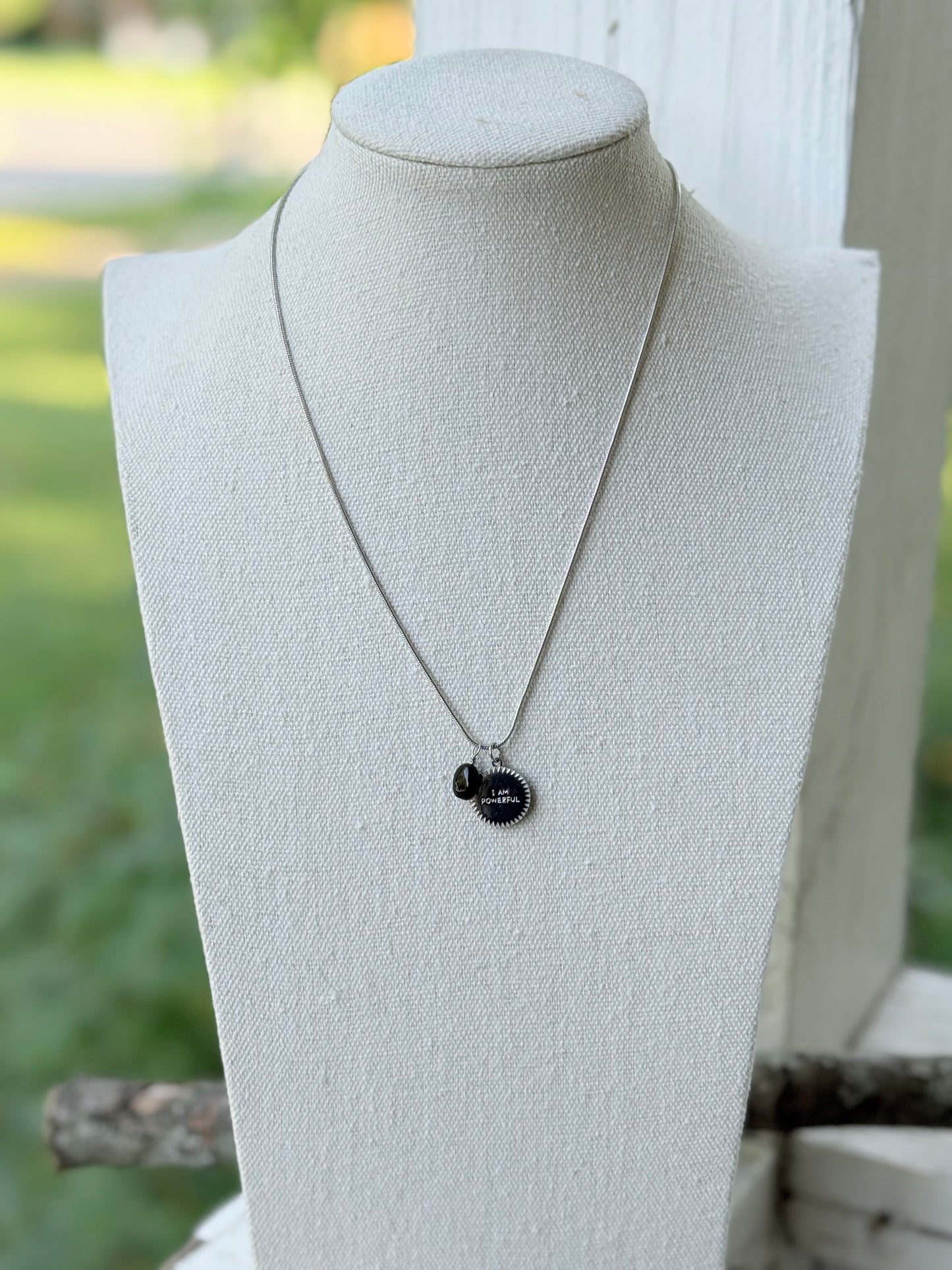 I AM POWERFUL: Black Onyx + Stainless Steel Necklace