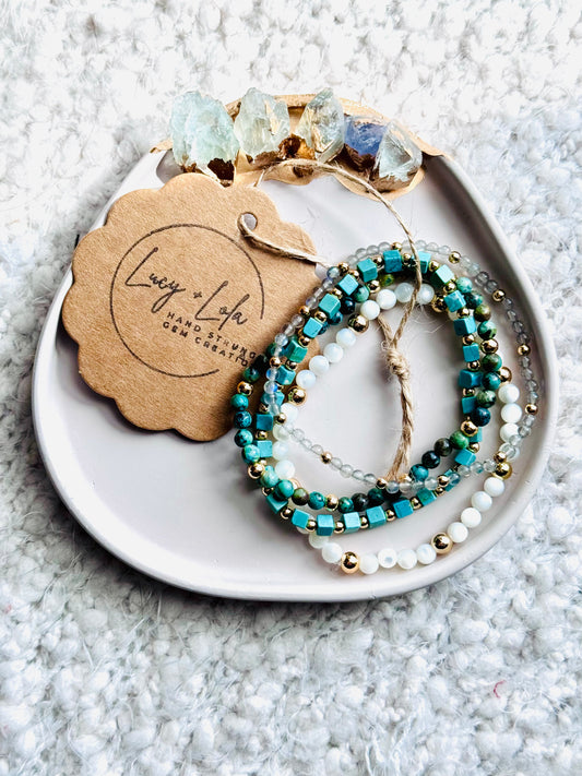 Turquoise + Silver (4-stack)