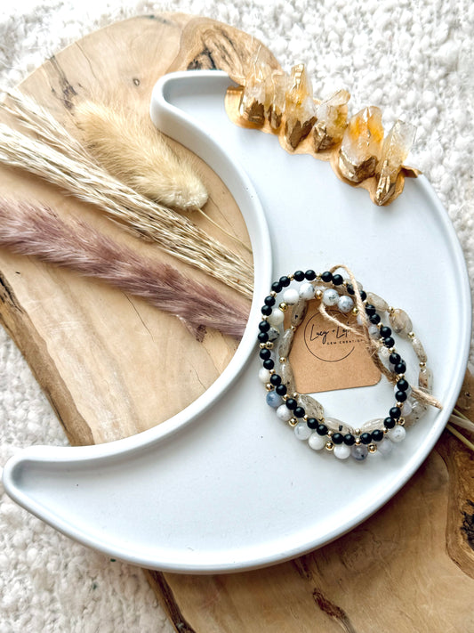 Black + White in Gold Stack (3-stack)