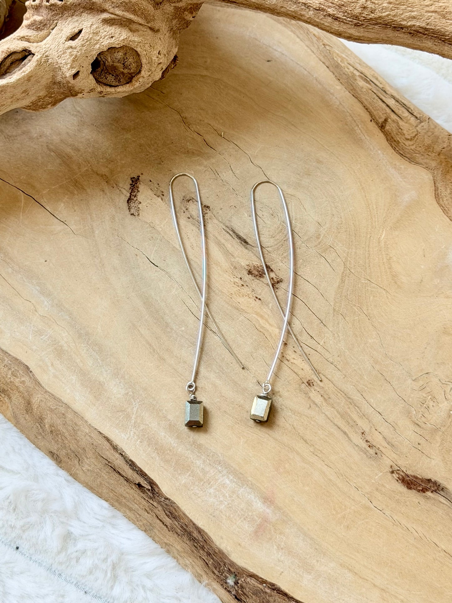 Pyrite Twister Threader Earrings