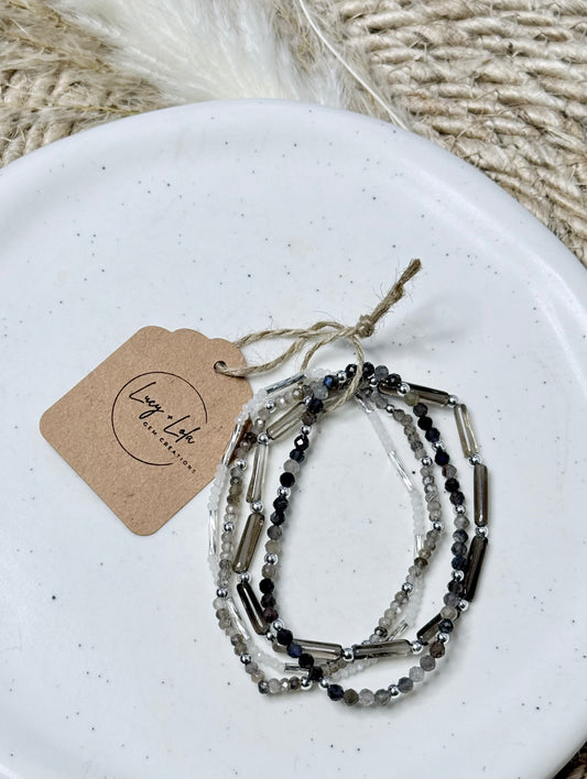 Black + Gray in Silver Stack (4-stack)