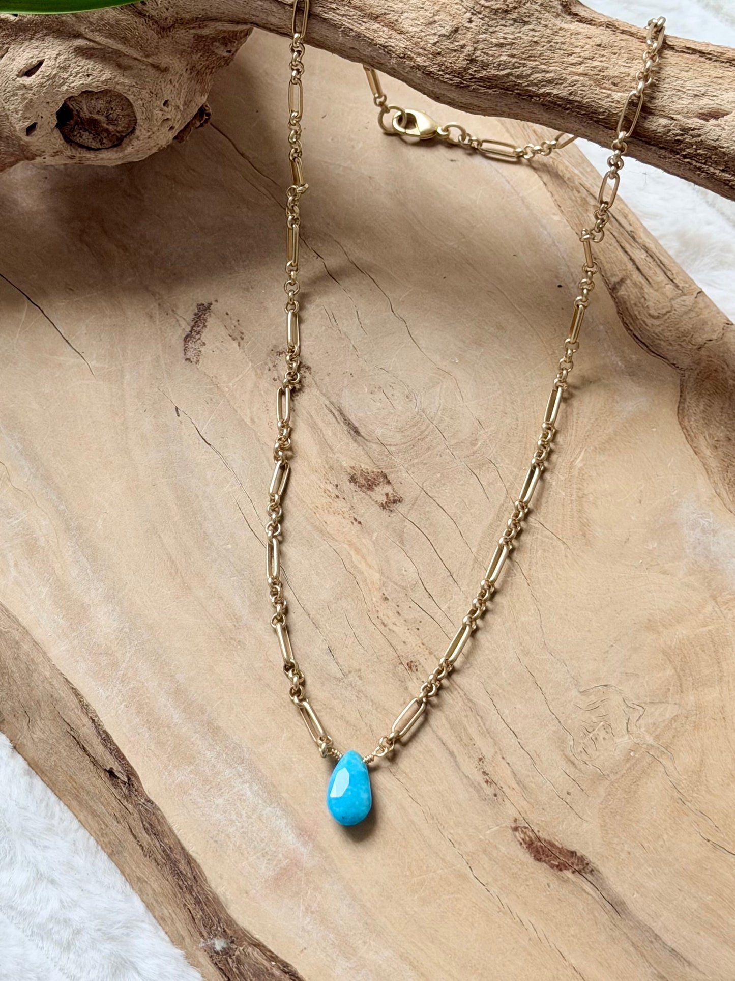 Sleeping Beauty Turquoise + Matte Gold Necklace