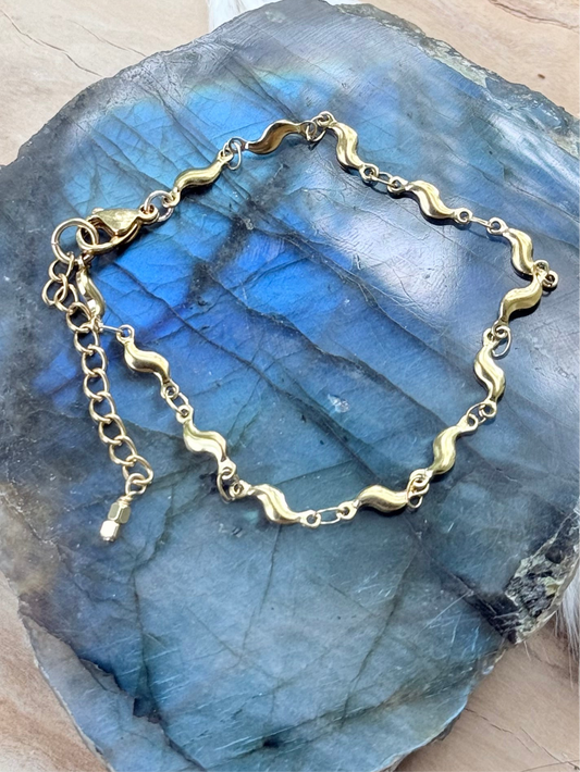 Gold Stainless Steel Wavy Bracelet