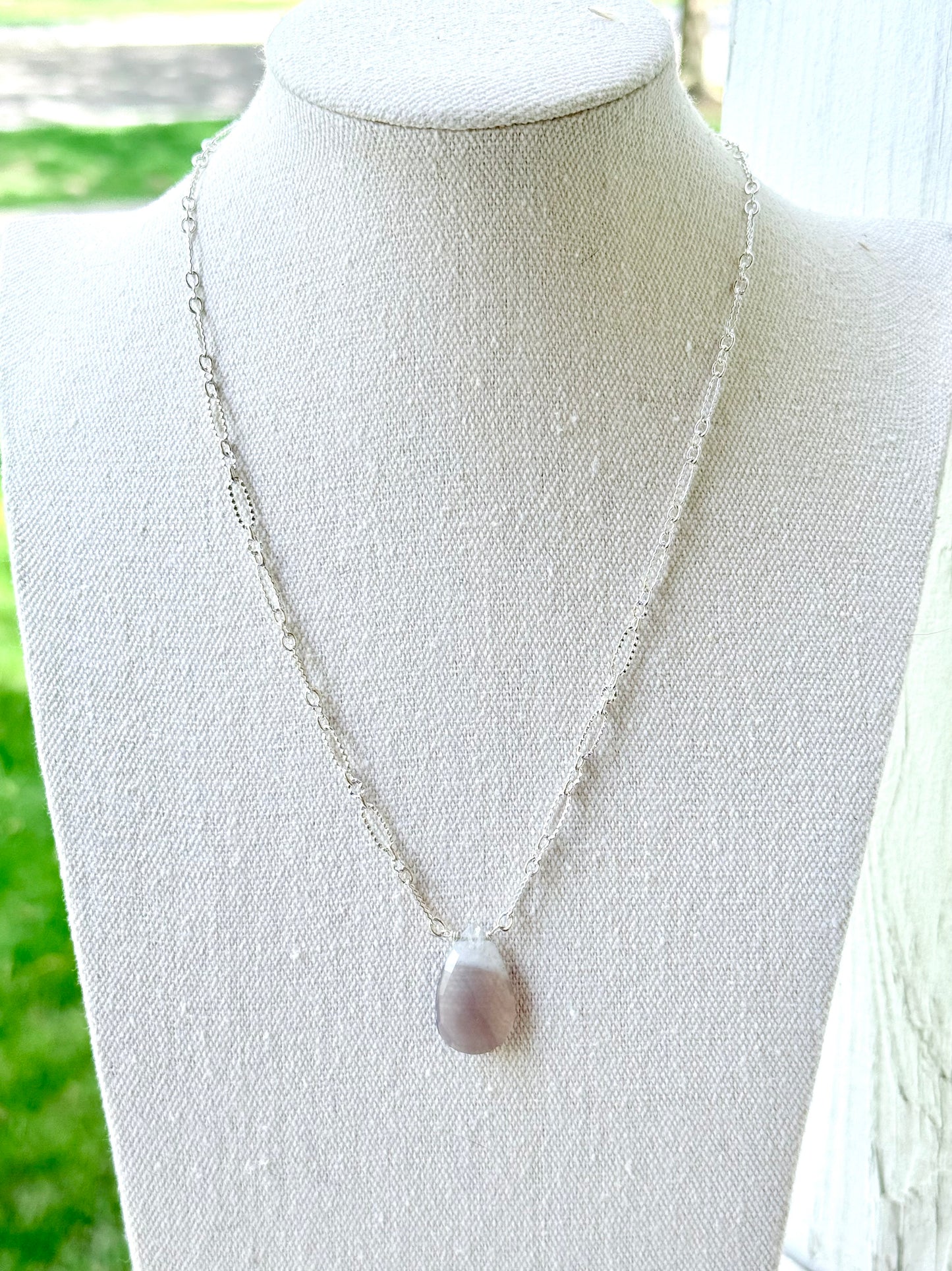 Solar Quartz + Silver Pendant Necklace