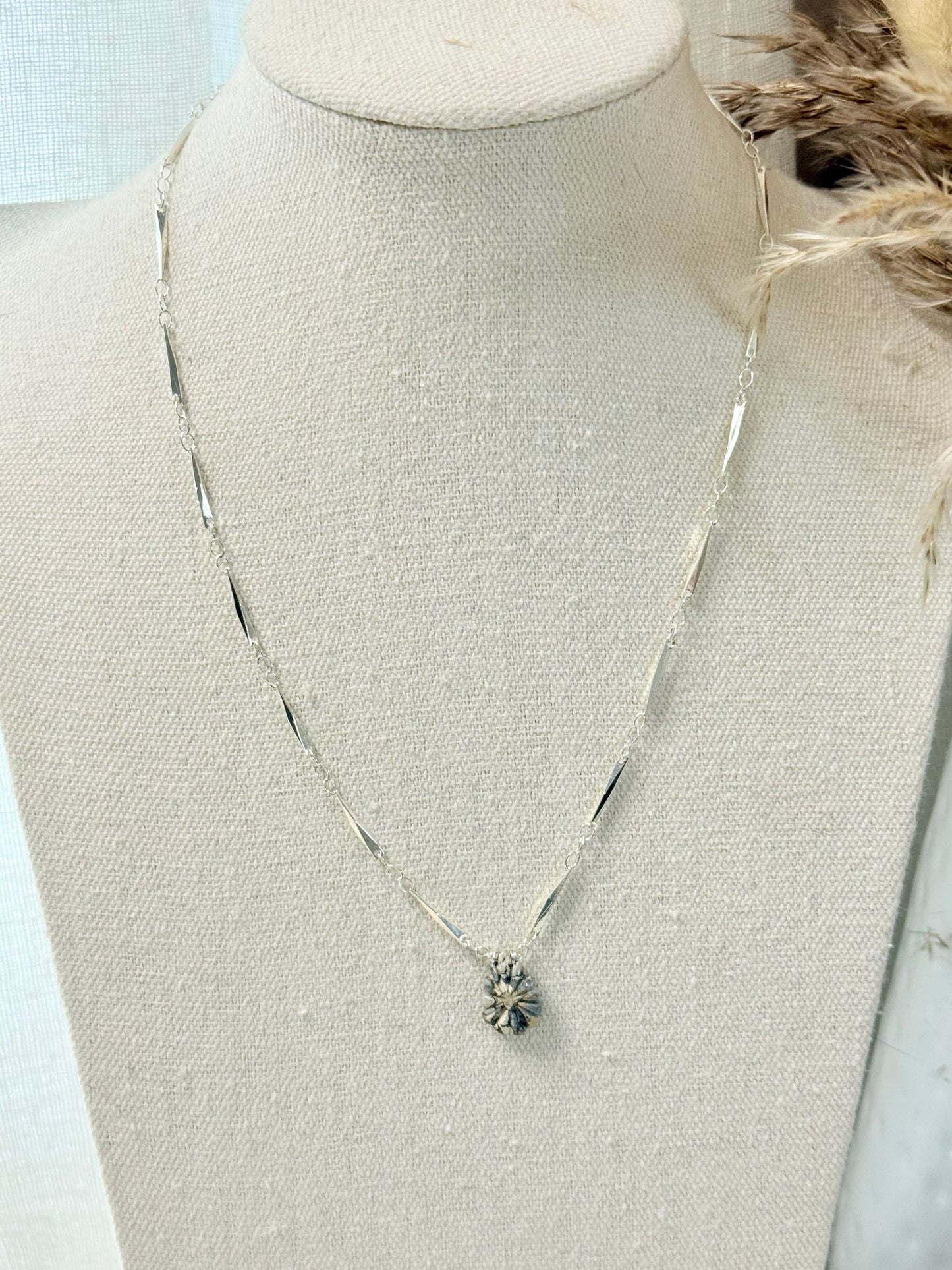 Hand-Carved Jasper + Silver Necklace