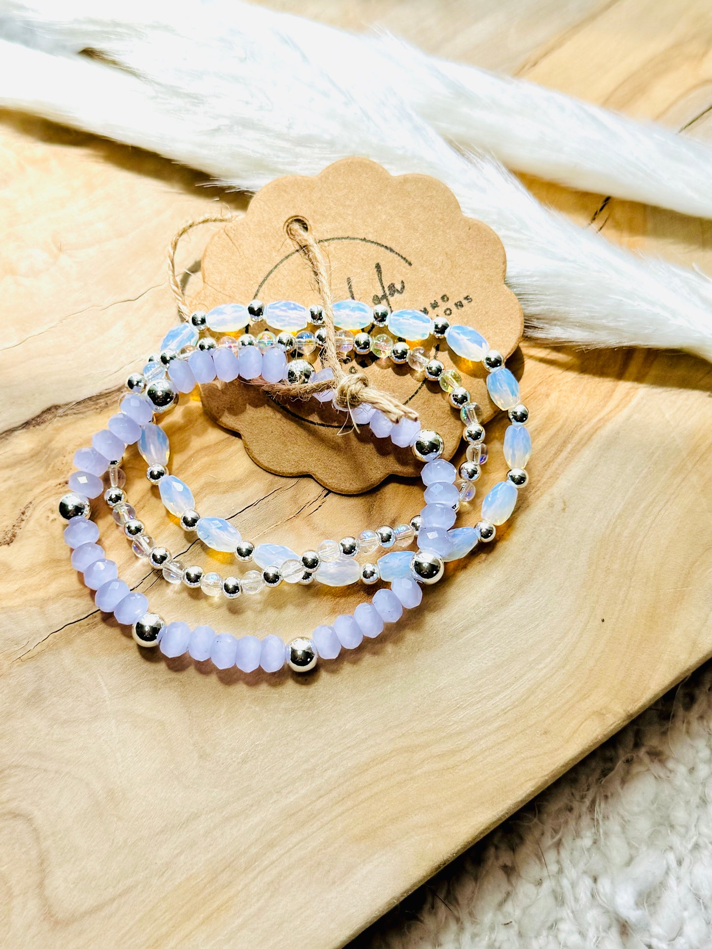 Opalite + Lavender Silver Stack (3-stack)