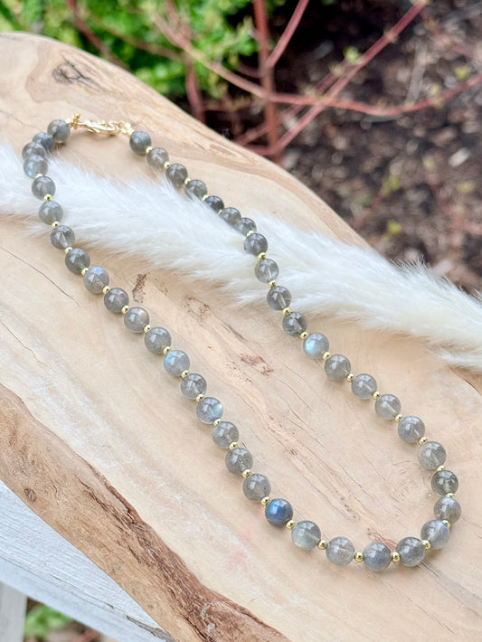 Luxe Labradorite + Gold Chunky Necklace