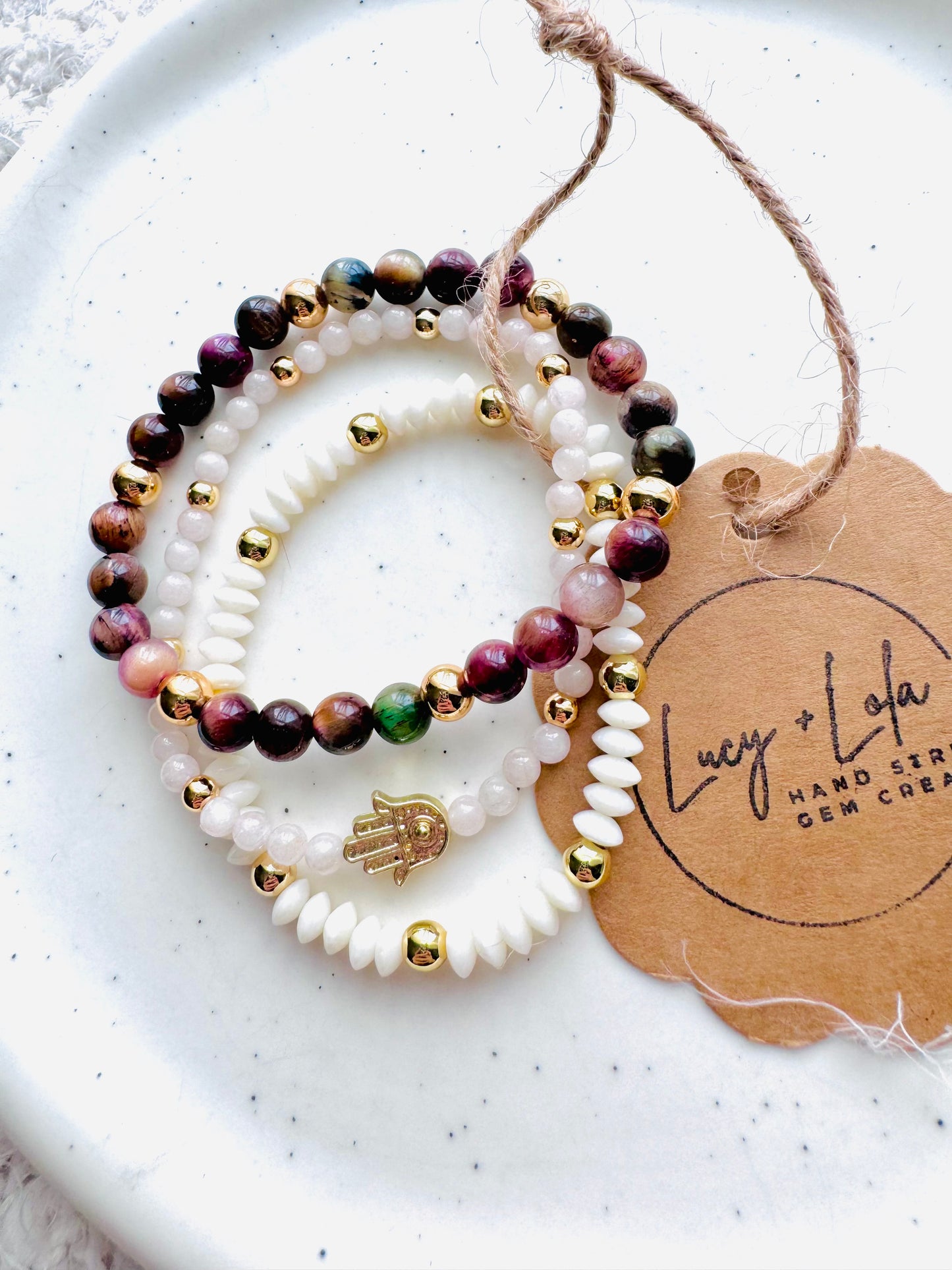 Pink + Brown in Gold (3-stack)