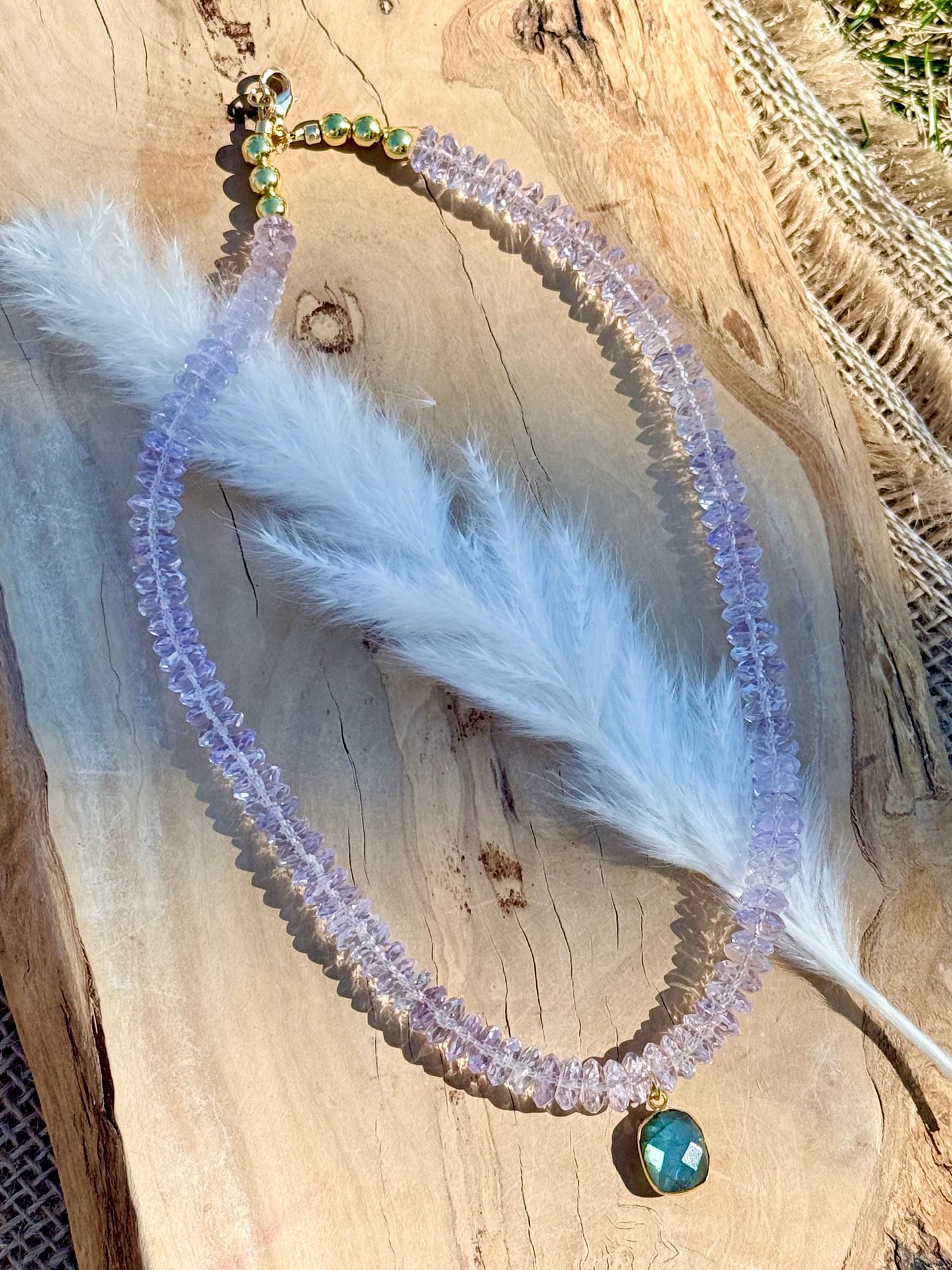 Luxe Pink Amethyst + Labradorite Pendant Necklace