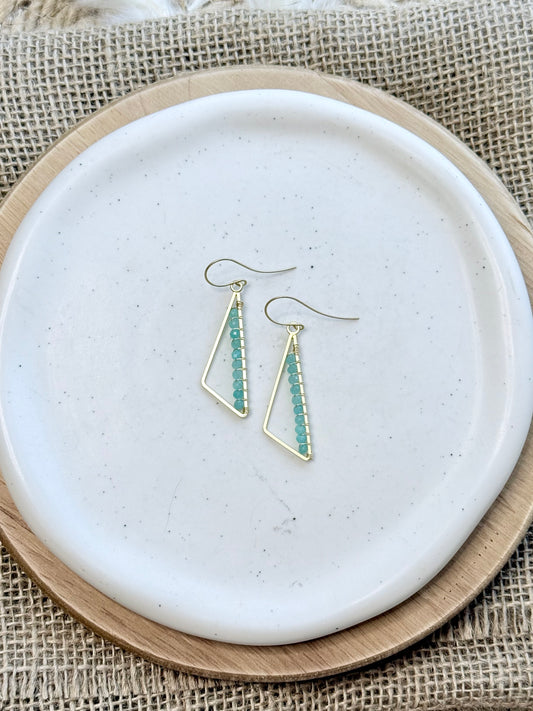 Amazonite + Matte Gold Triangle Earrings