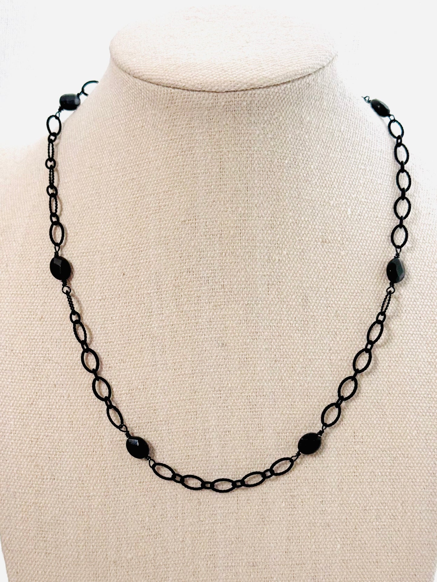Matte Black + Rainbow Obsidian Necklace