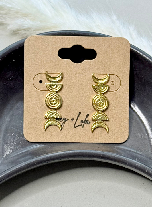 Gold Moon Phase Post Earrings