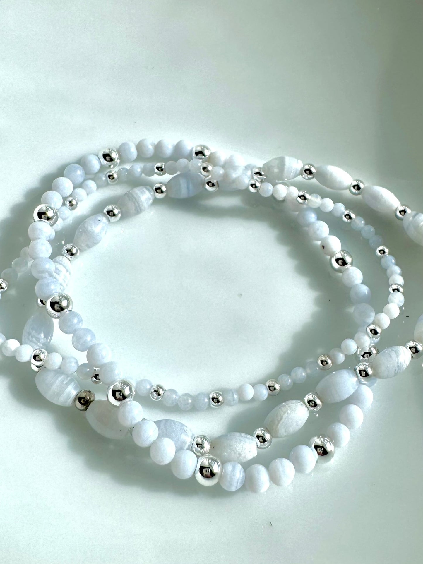 Lace Agate + Silver (3-stack)