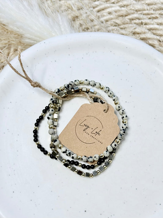 Black + Champagne in Gold Stack (3-stack)