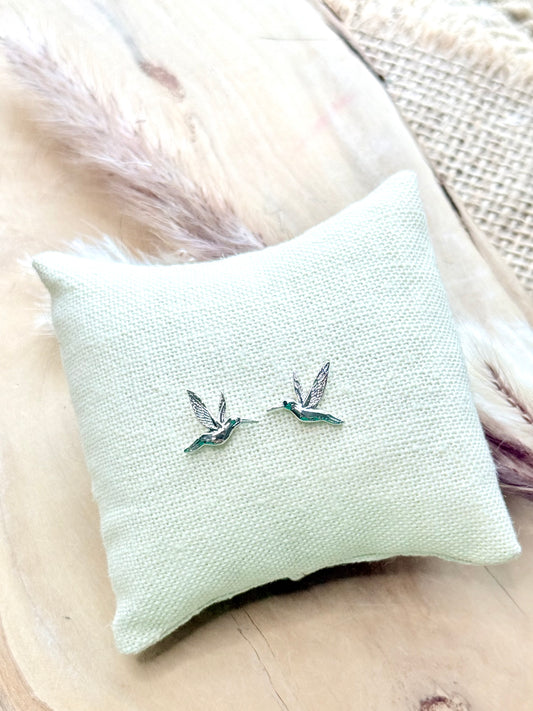 Silver Hummingbird Mini Stud Earrings
