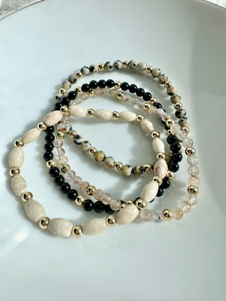 Black + Cream in Gold (4-stack)