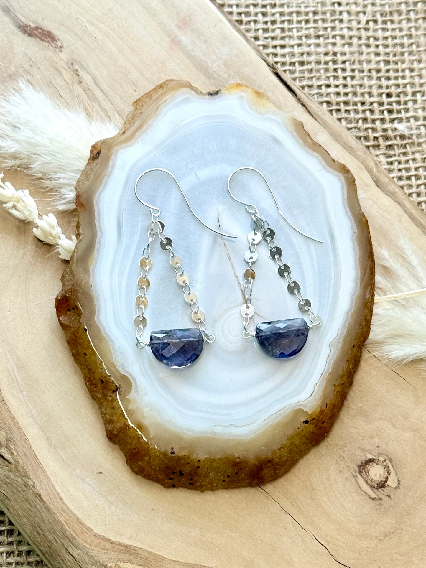 Iolite + Silver Chandelier Earrings