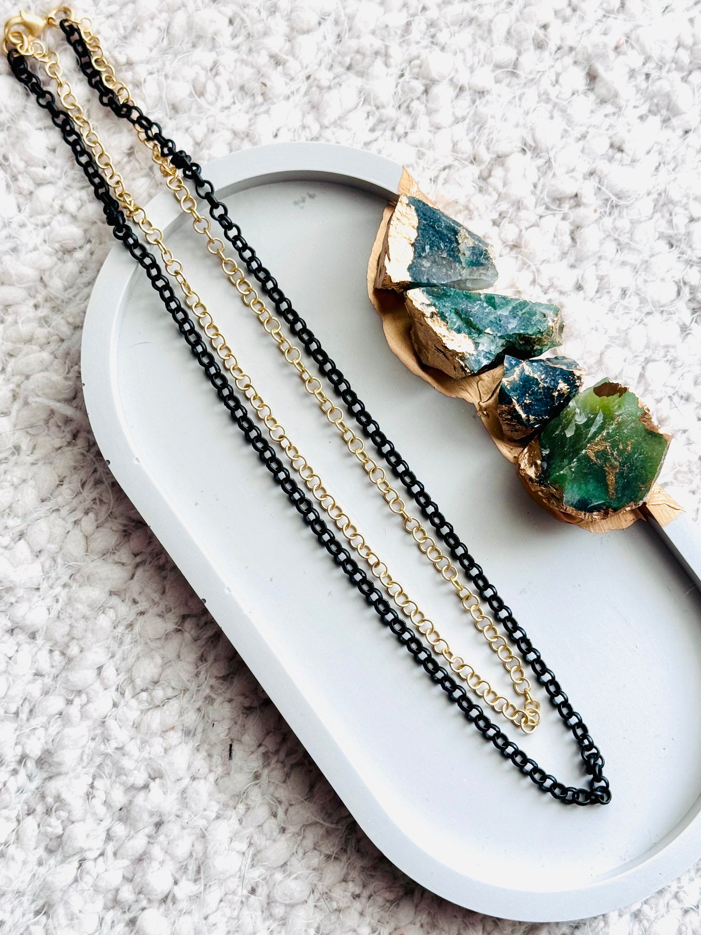 Matte Black + Matte Gold Bubble Duet Necklace