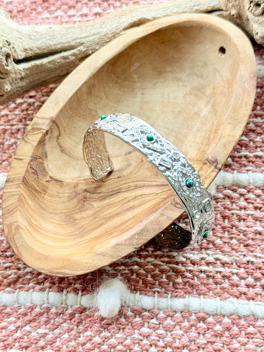 Stainless Steel Evil Eye Bangle Bracelet