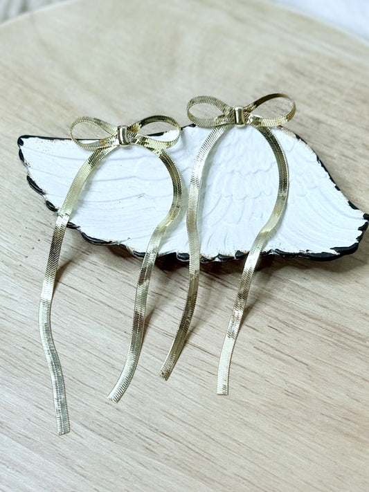 Gold Long Bow Earrings