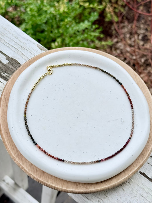 Luxe Ombre Sapphire + Gold Beaded Necklace