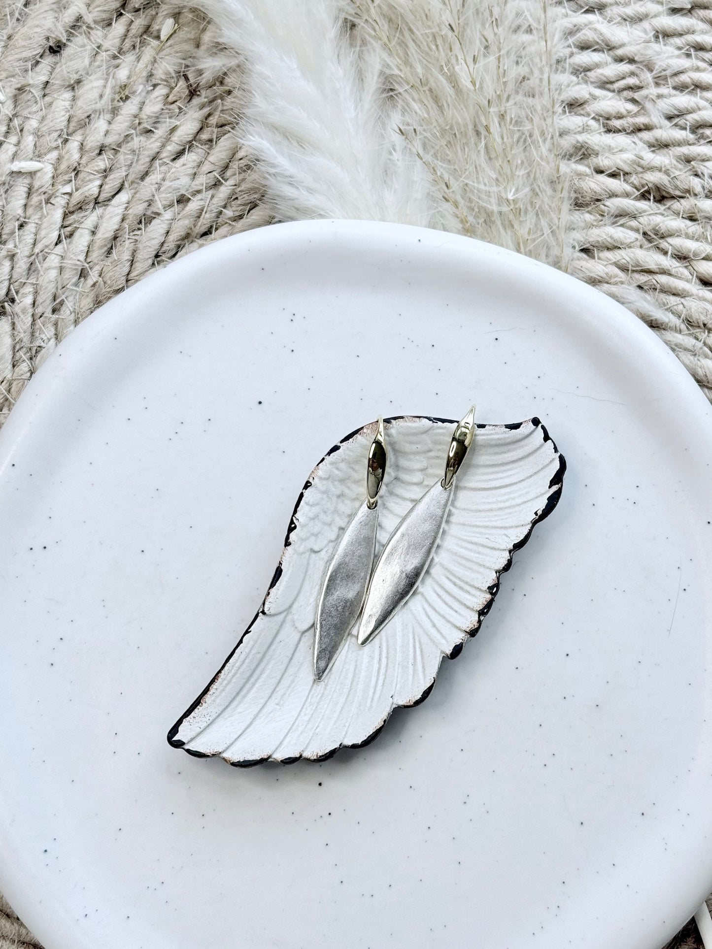 Matte Silver + Gold Mixed Metal Oblong Earrings
