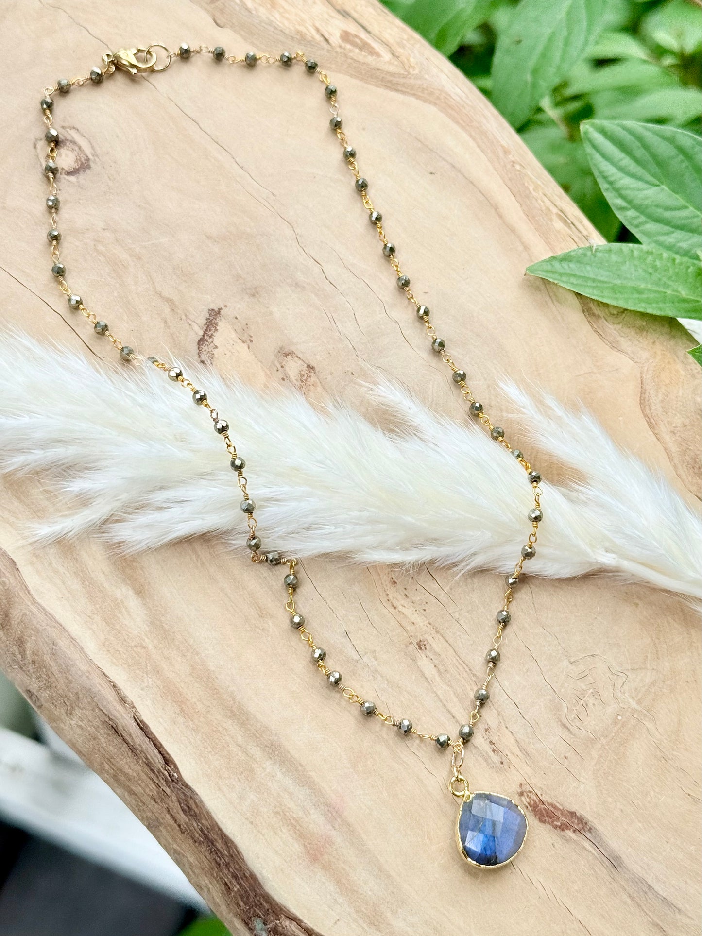 Pyrite + Labradorite Gold Chain Necklace