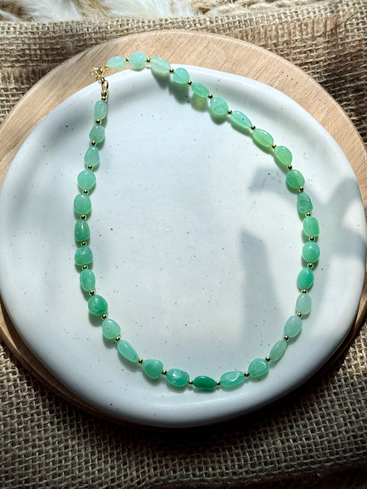 Luxe Ombre Australian Chrysoprase + Gold Beaded Necklace