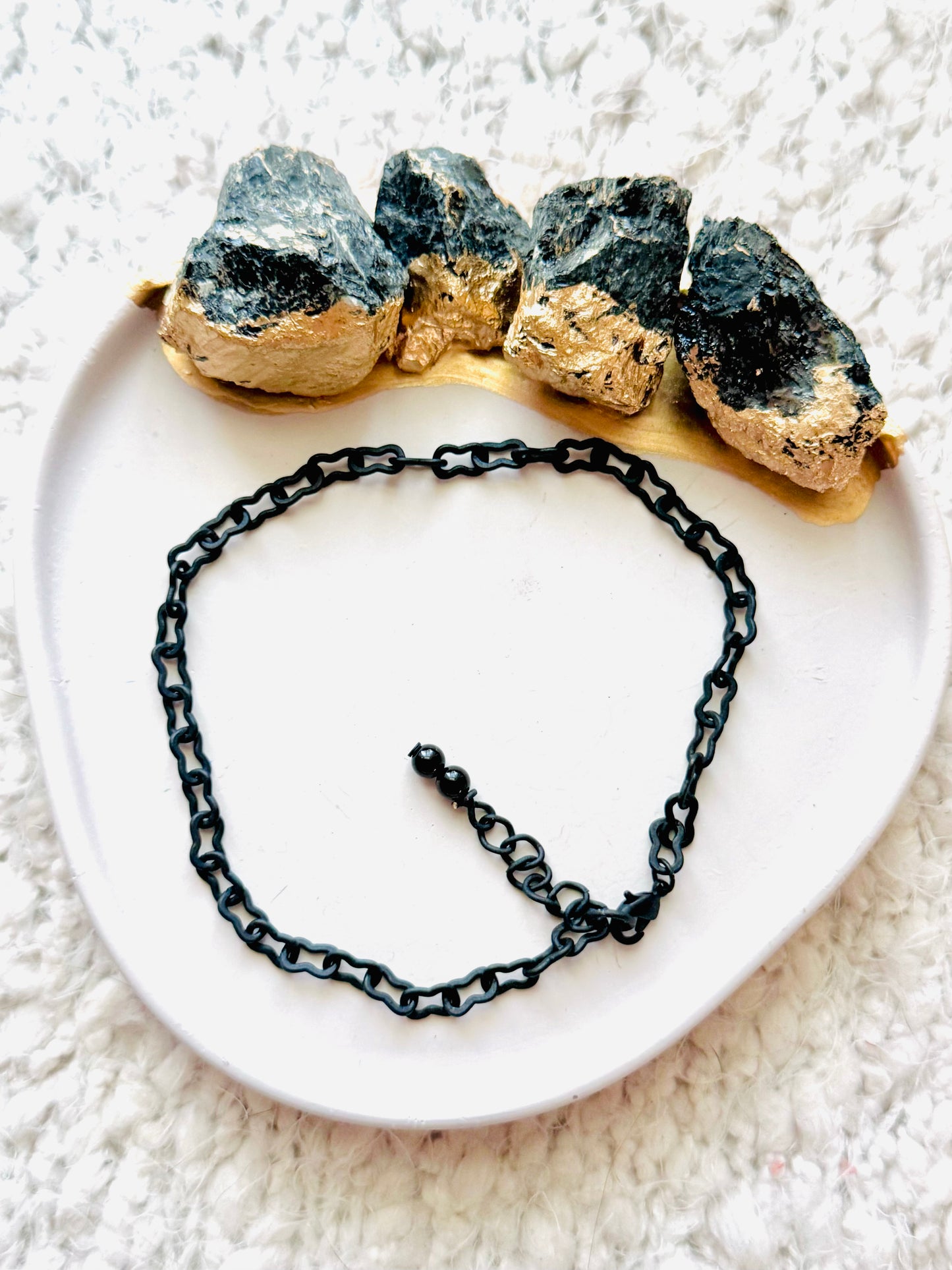 Matte Black Peanut Chain Anklet