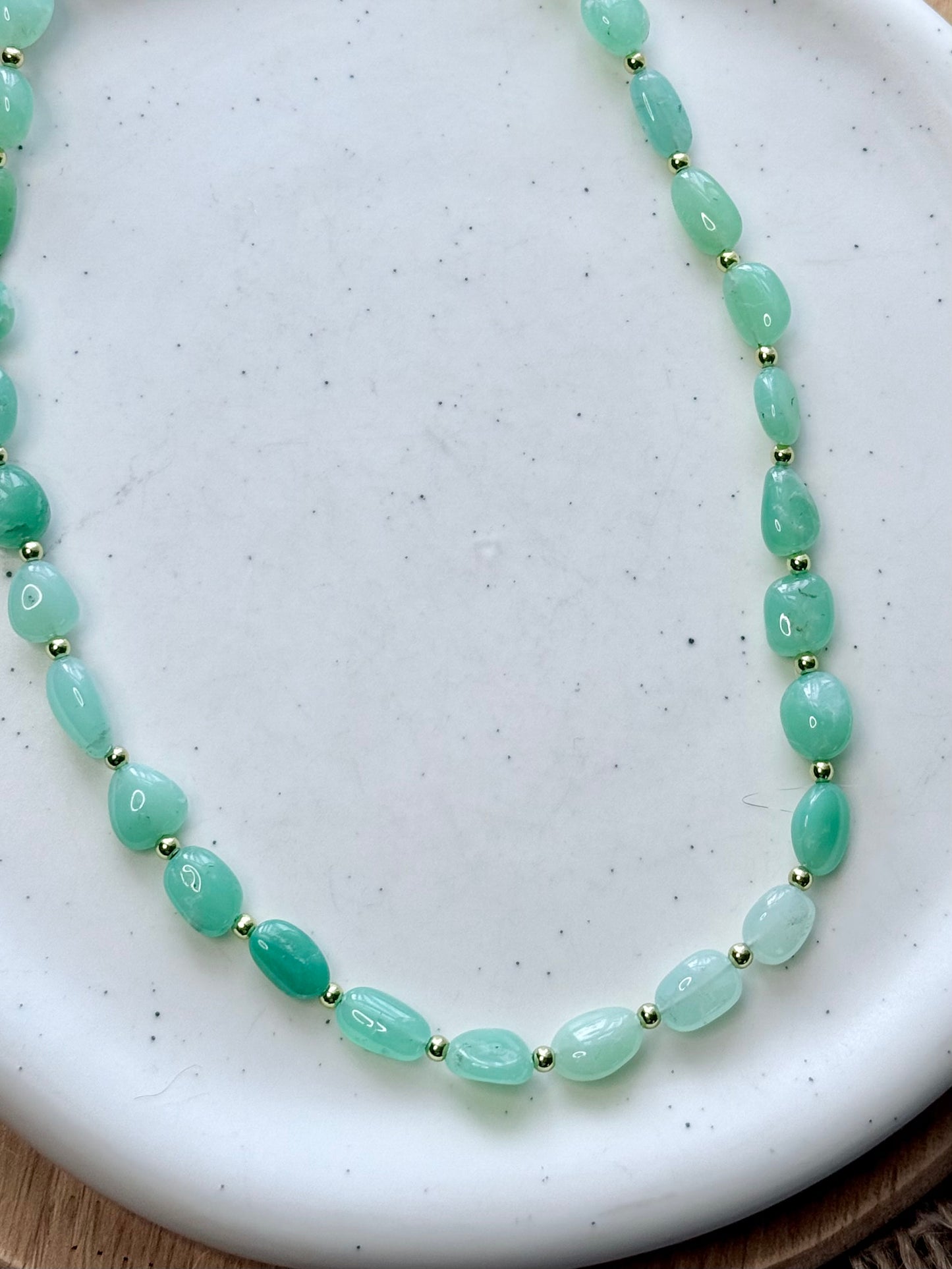 Luxe Ombre Australian Chrysoprase + Gold Beaded Necklace