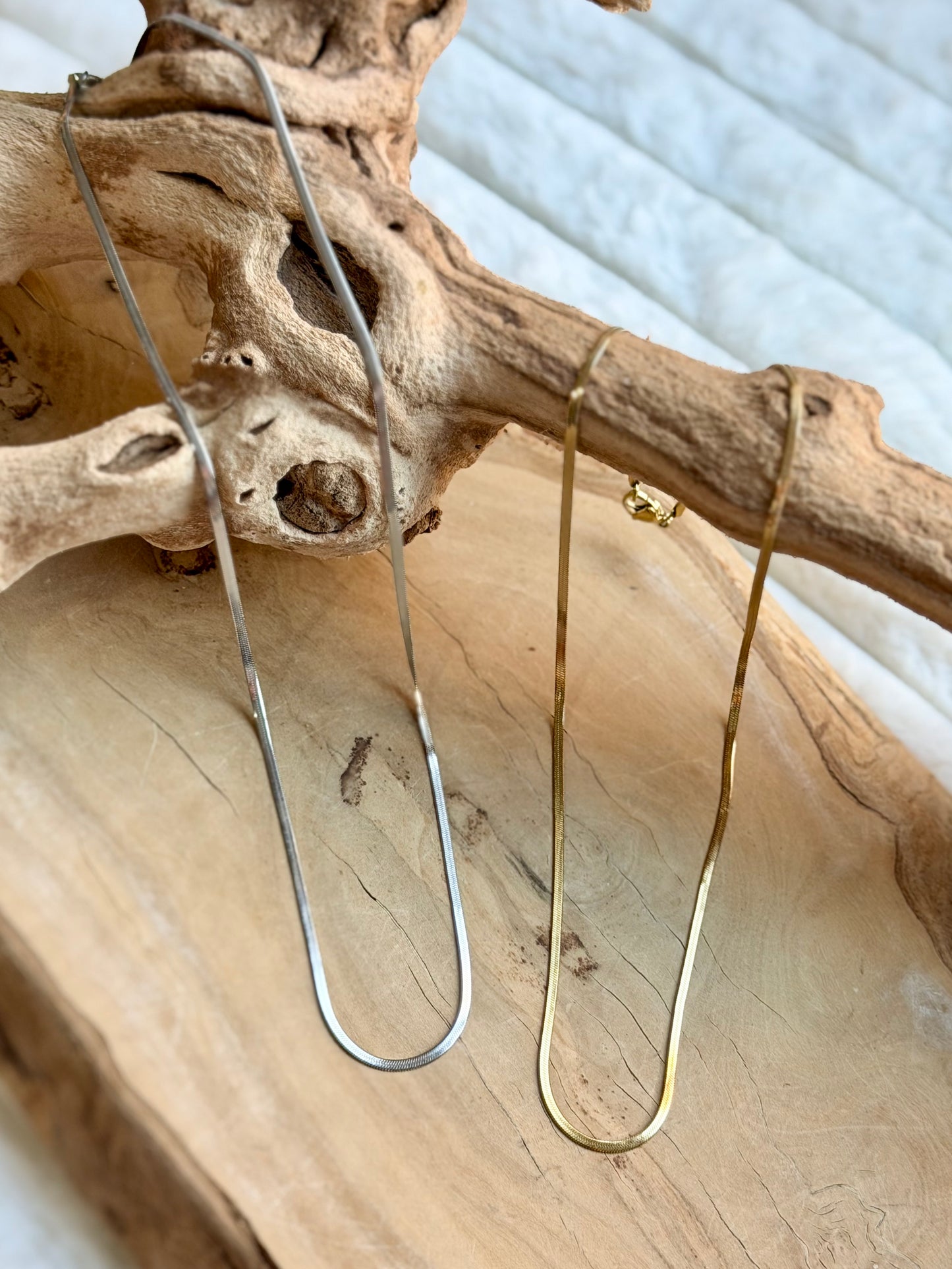 Extra Skinny Gold Herringbone Chain Necklace