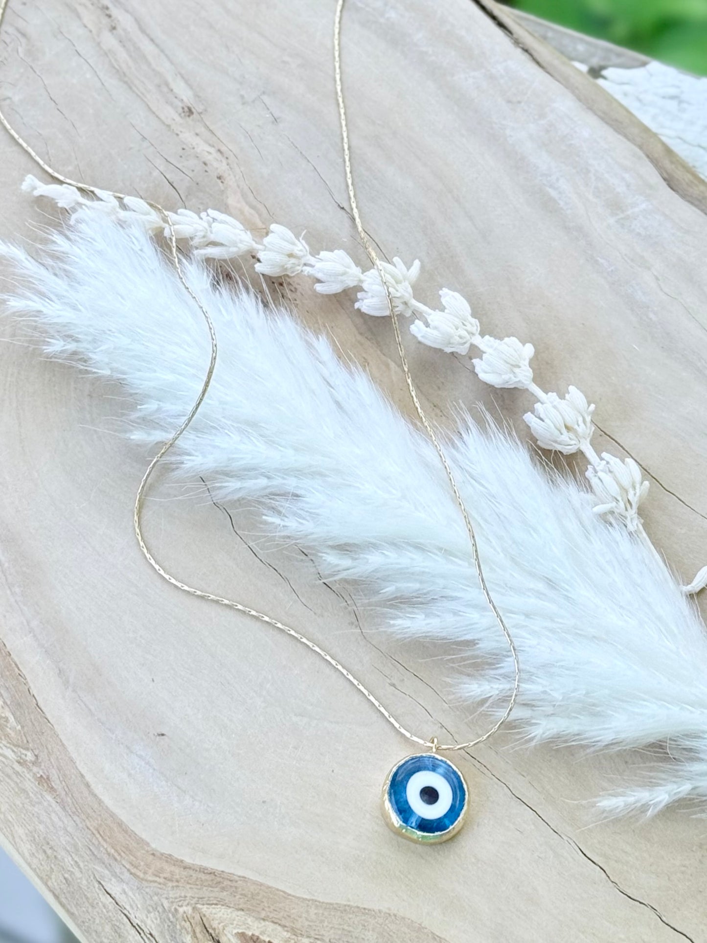Blue + Gold Evil Eye Necklace