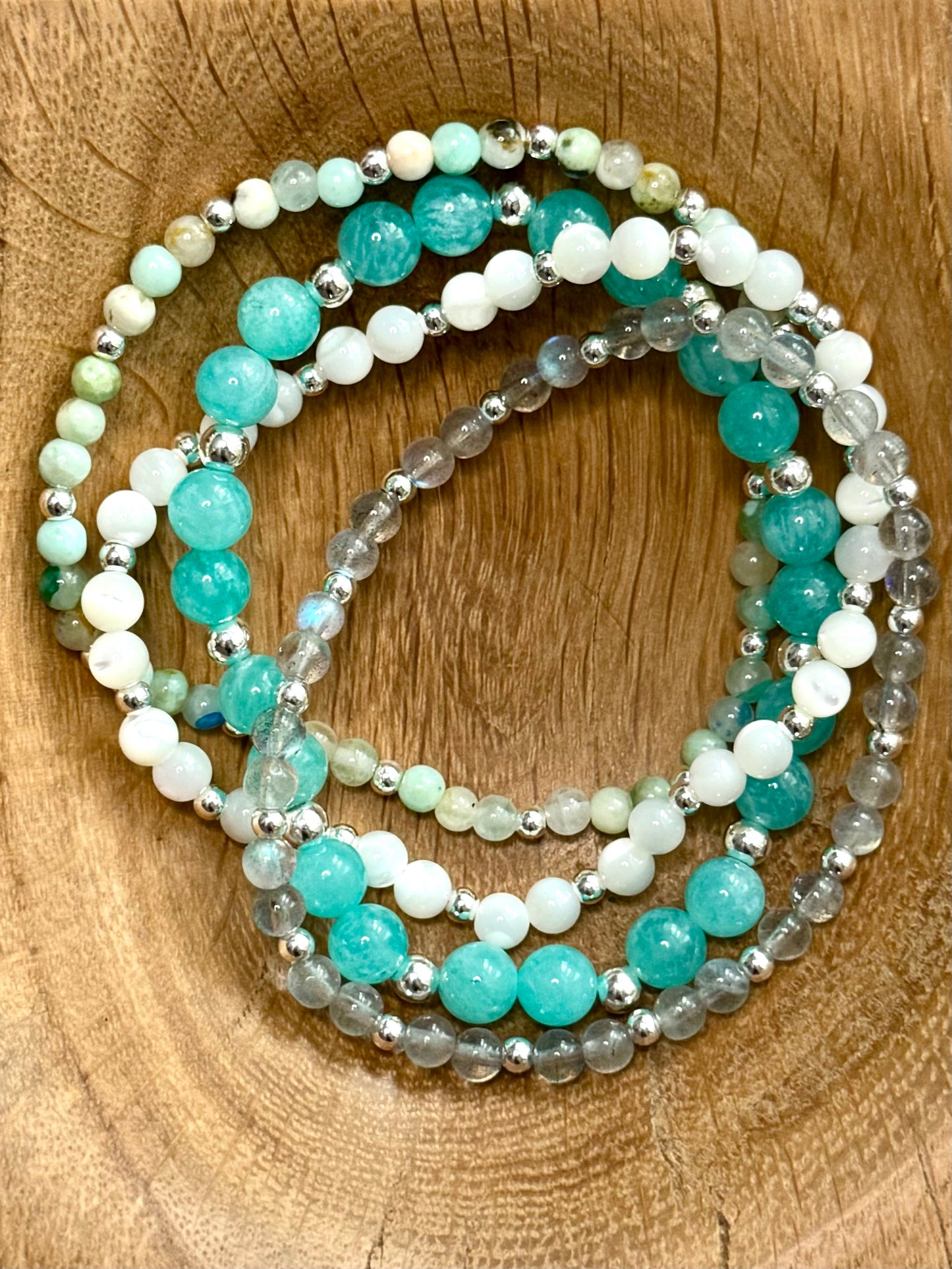 Amazonite + Silver (3-stack)