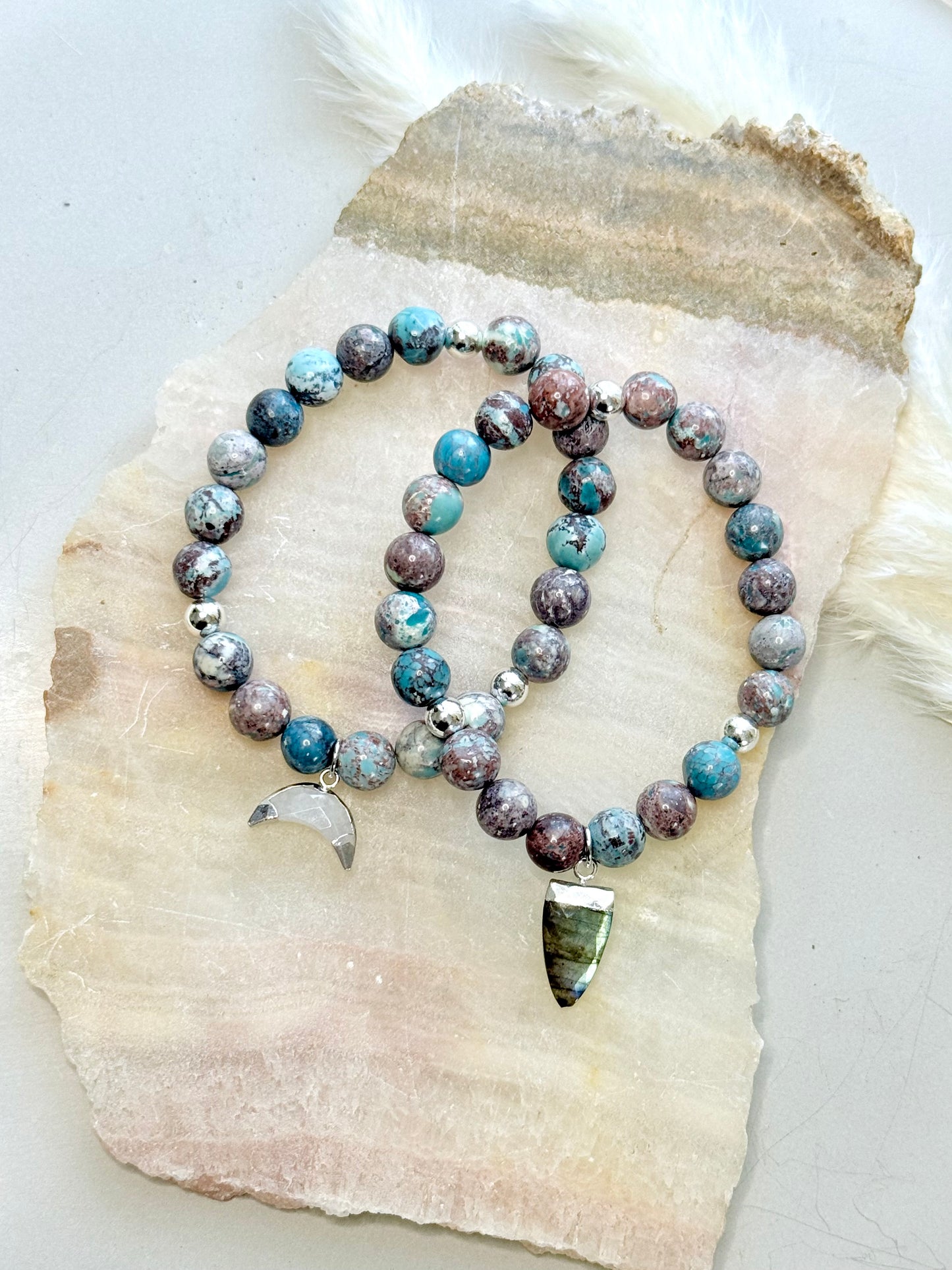 Nevada Turquoise + Gemstone Pendant Bracelet