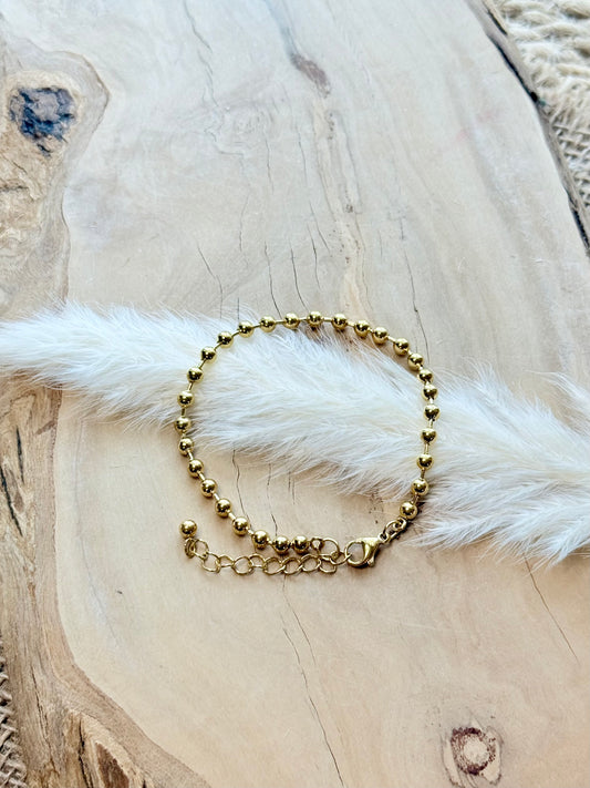 Gold Stainless Steel Ball Chain Bracelet