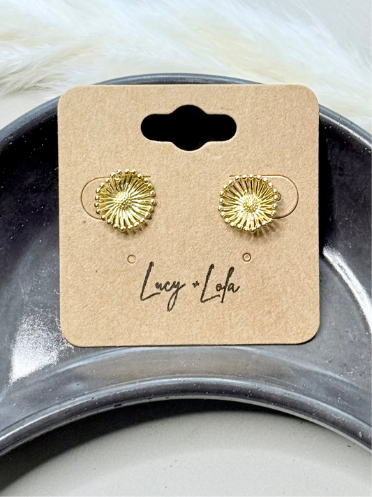 Gold Dandelion Mini Stud Earrings