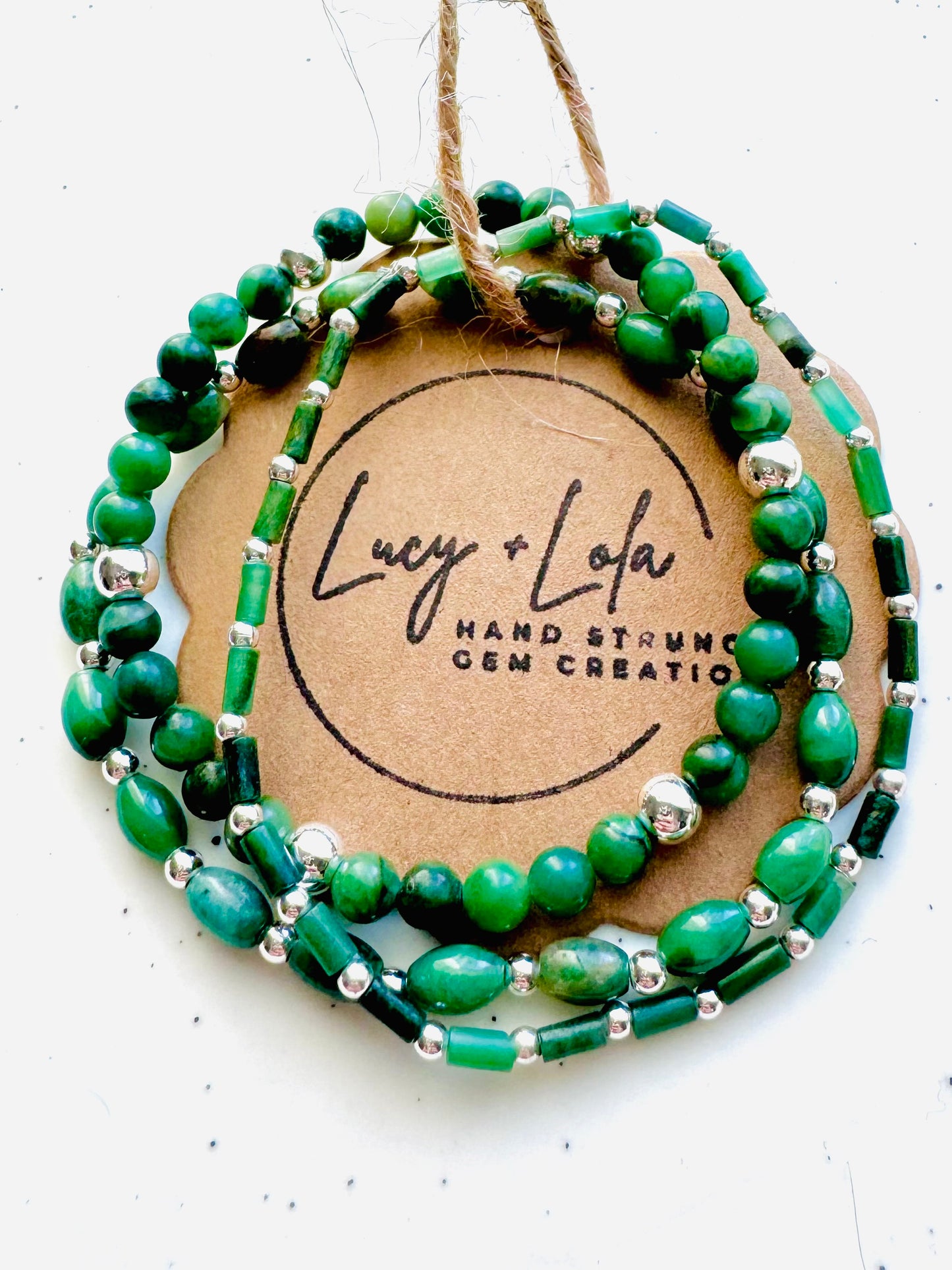 African Jade + Silver Stack (3-stack)